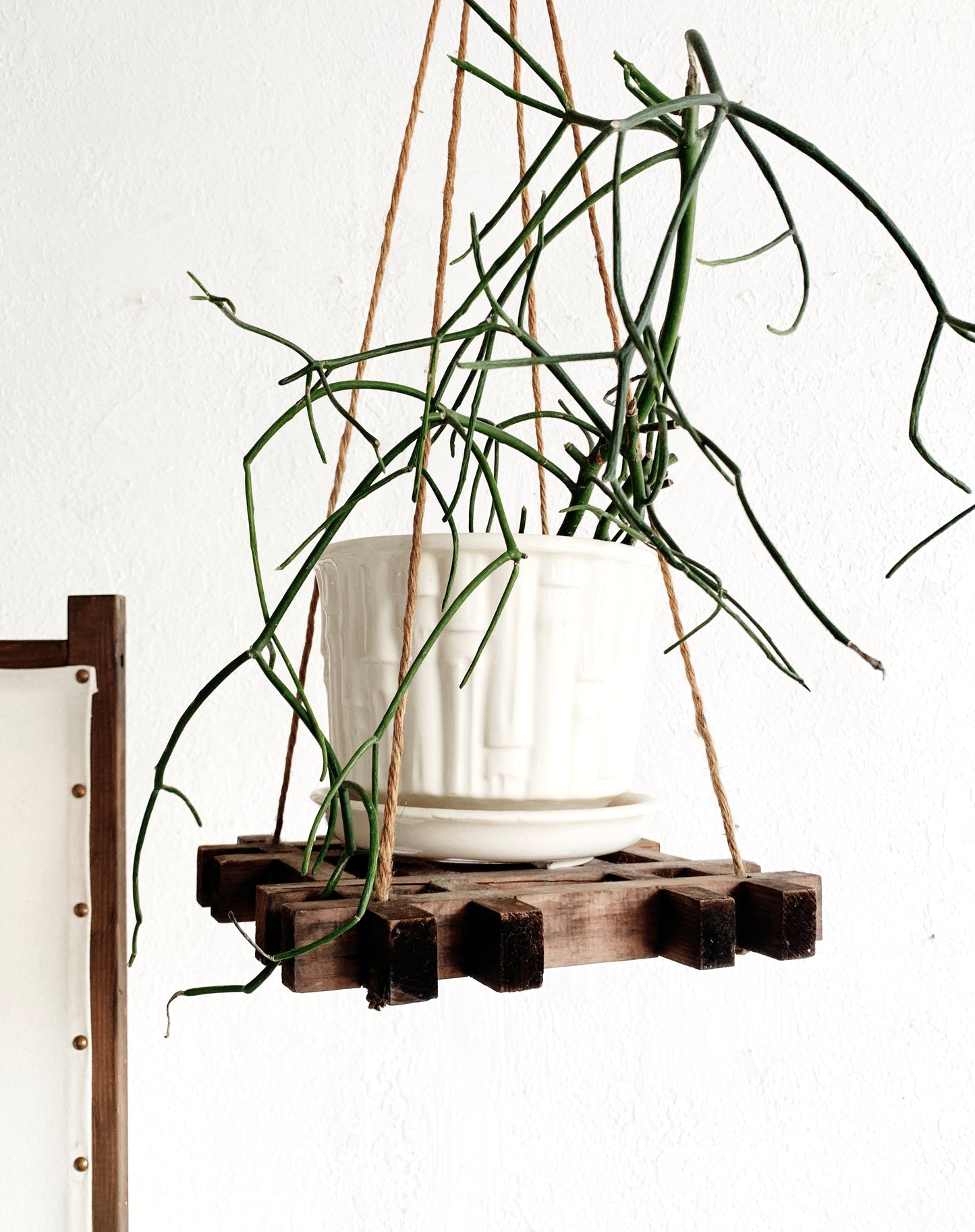 Vintage Wood Grid Plant Hanger