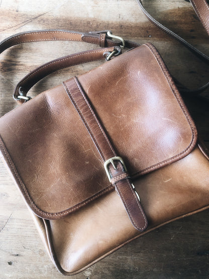 Vintage Bass Leather Cross Body Satchel