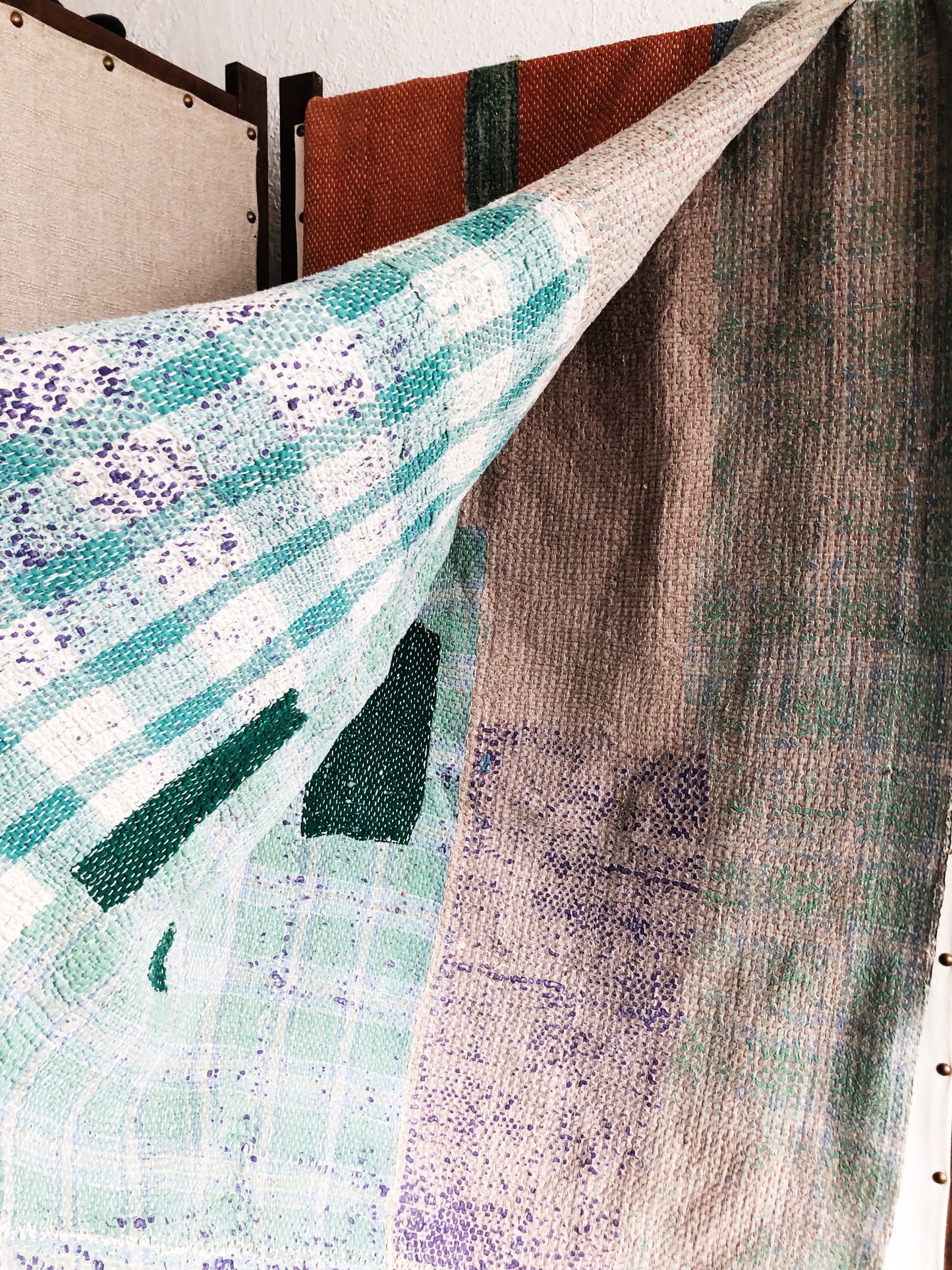 Vintage Reversible Cotton Kantha Quilt