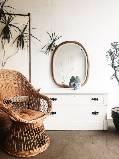 Vintage Wicker Egg Chair with Silk Cushion