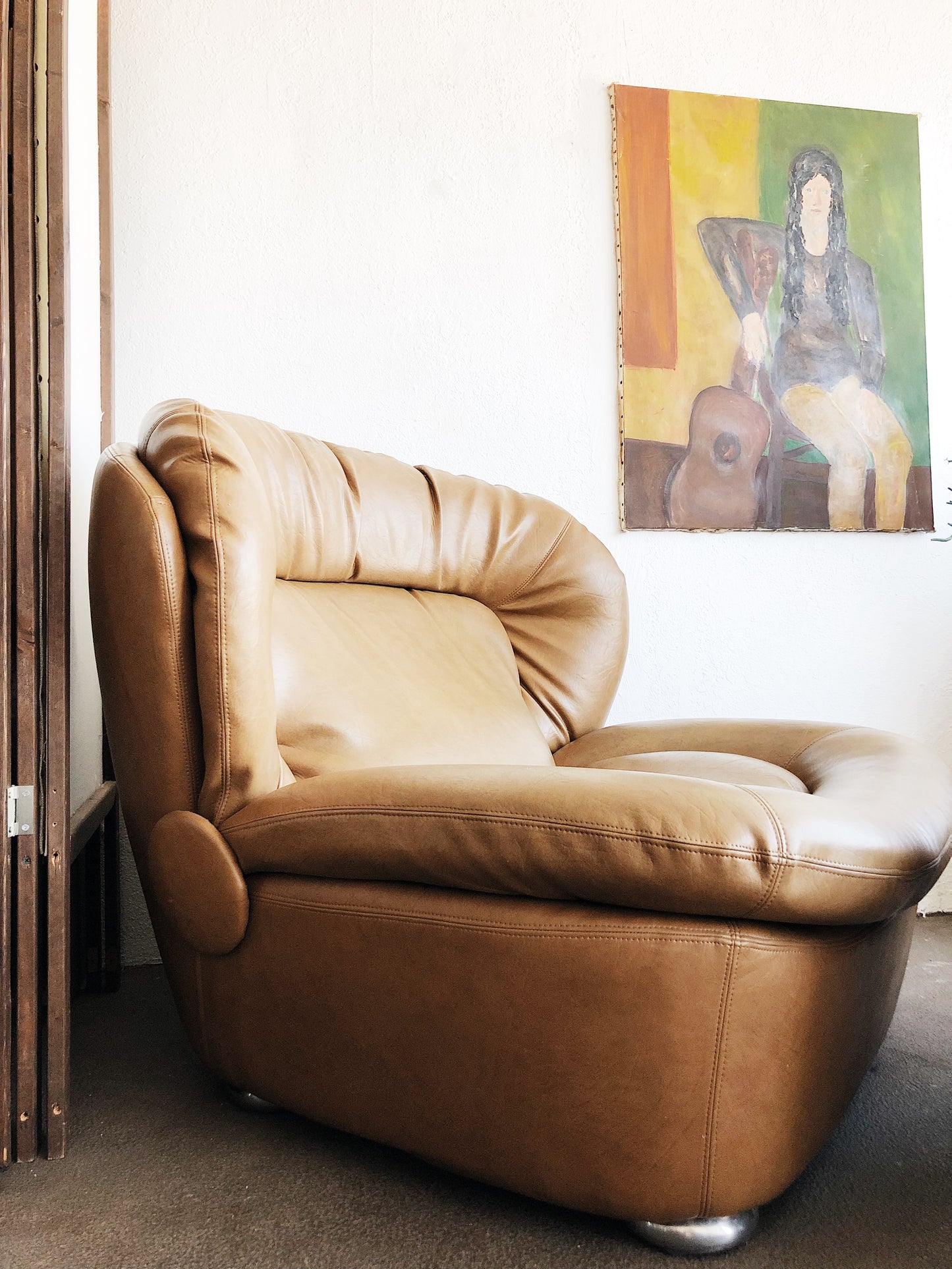 Vintage Naugahyde Oversized Chair and Ottoman