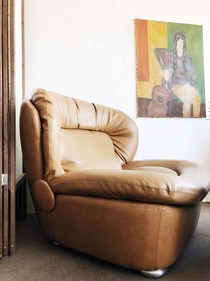 Vintage Naugahyde Oversized Chair and Ottoman