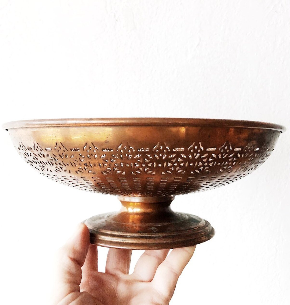 Vintage Copper Pedestal Dish
