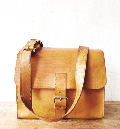 Vintage Handmade Leather Cross Body Satchel