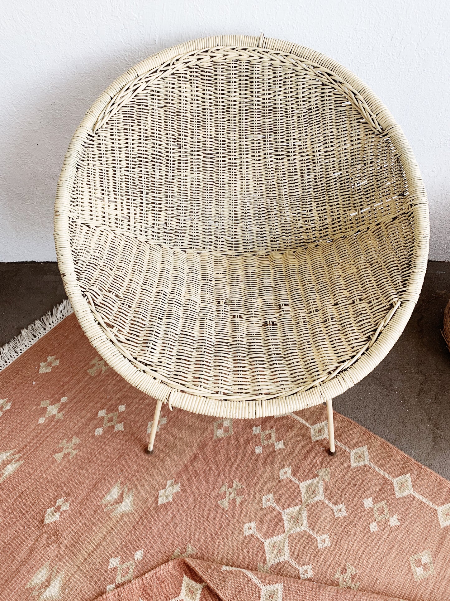 Mid Century Wicker Bucket Chair