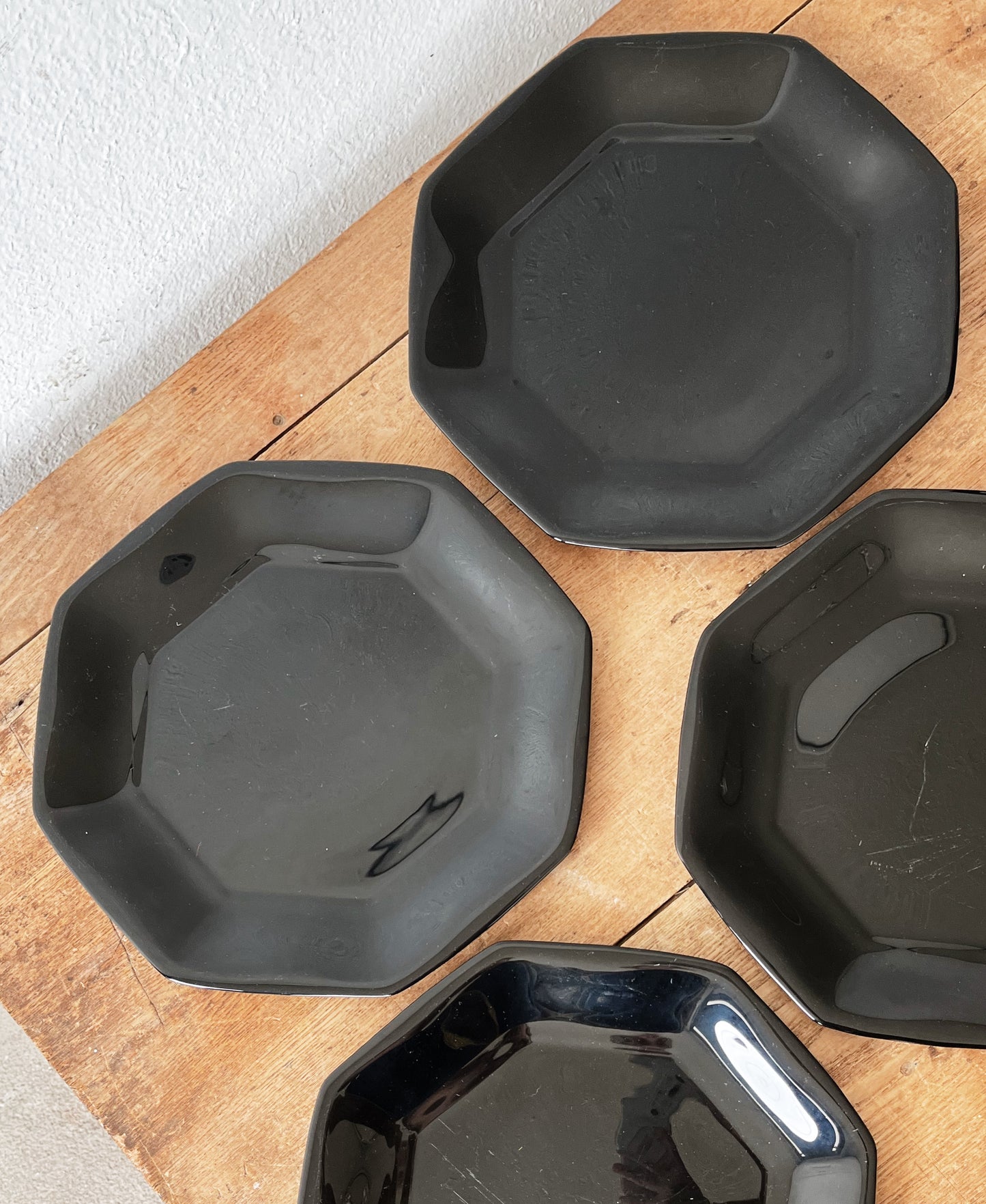 MCM French Arcoroc Octime Black Glass Dinnerware