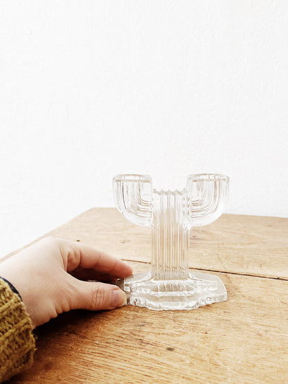 Vintage Cut Glass Cactus Candle Holder