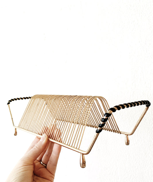 Mid Century Goldtone  Record Rack
