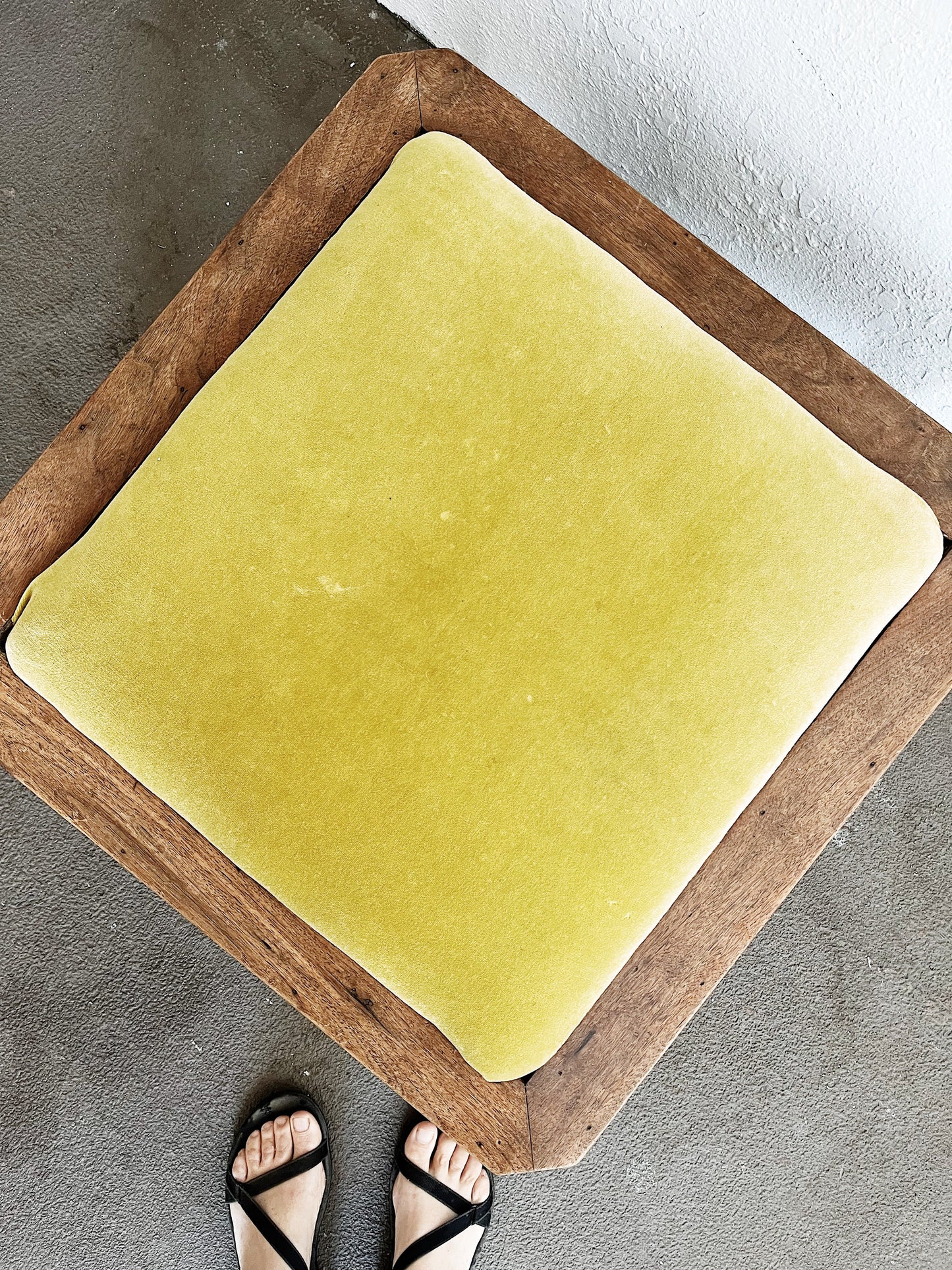 Mid Century Velvet Ottoman
