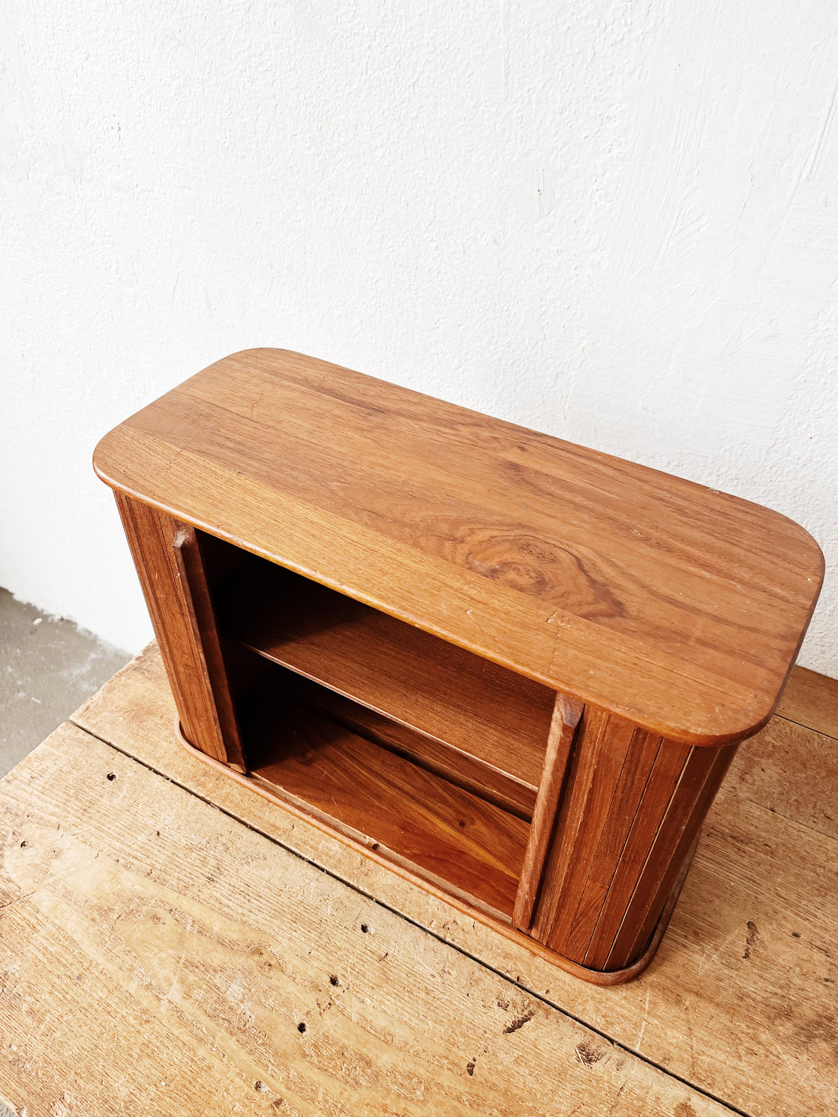 Vintage Teak Tambour Wall Cubby