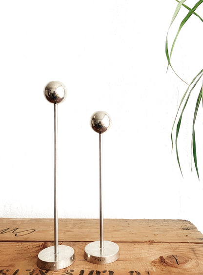 Mid Century Chrome Candle Holder Pair