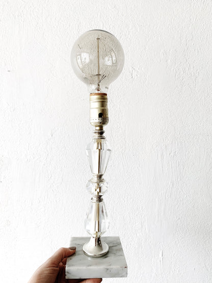 Mid Century Cut Glass Lamp with Marble Base