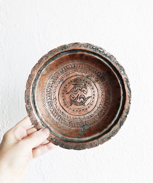Vintage Copper Pisces Plate