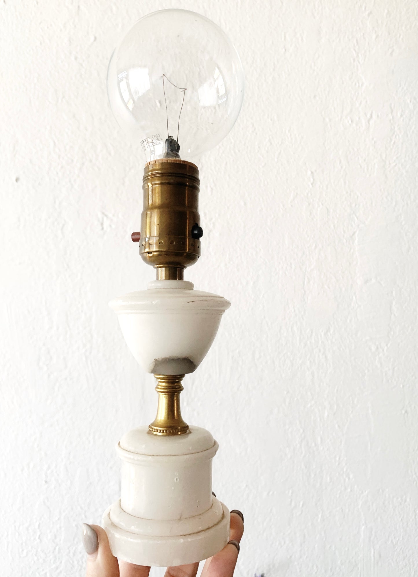 Vintage Marble and Brass Lamp