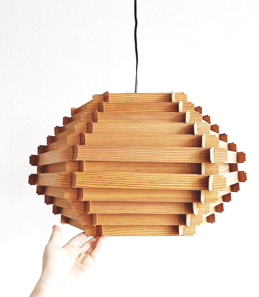 Vintage Danish Veneer Pendant Light