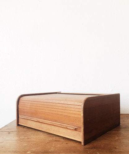 Vintage Teak Wood Tambour Storage