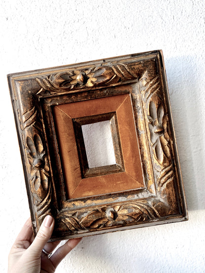 Vintage Carved Wood with Velvet Frame
