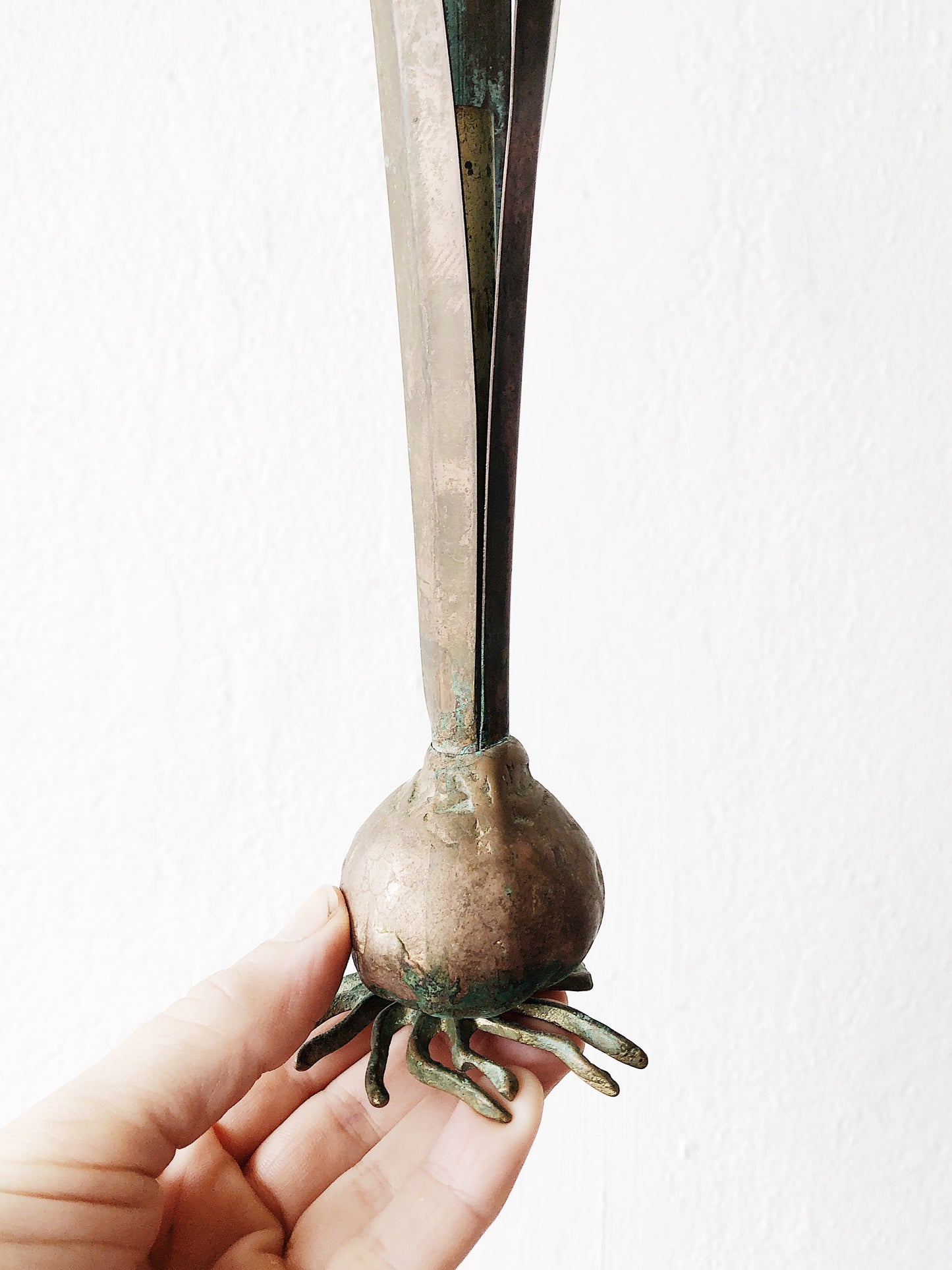 Vintage 1930s Aged Bronze Bud Vase