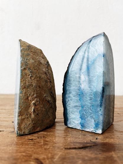 Blue Agate Bookends