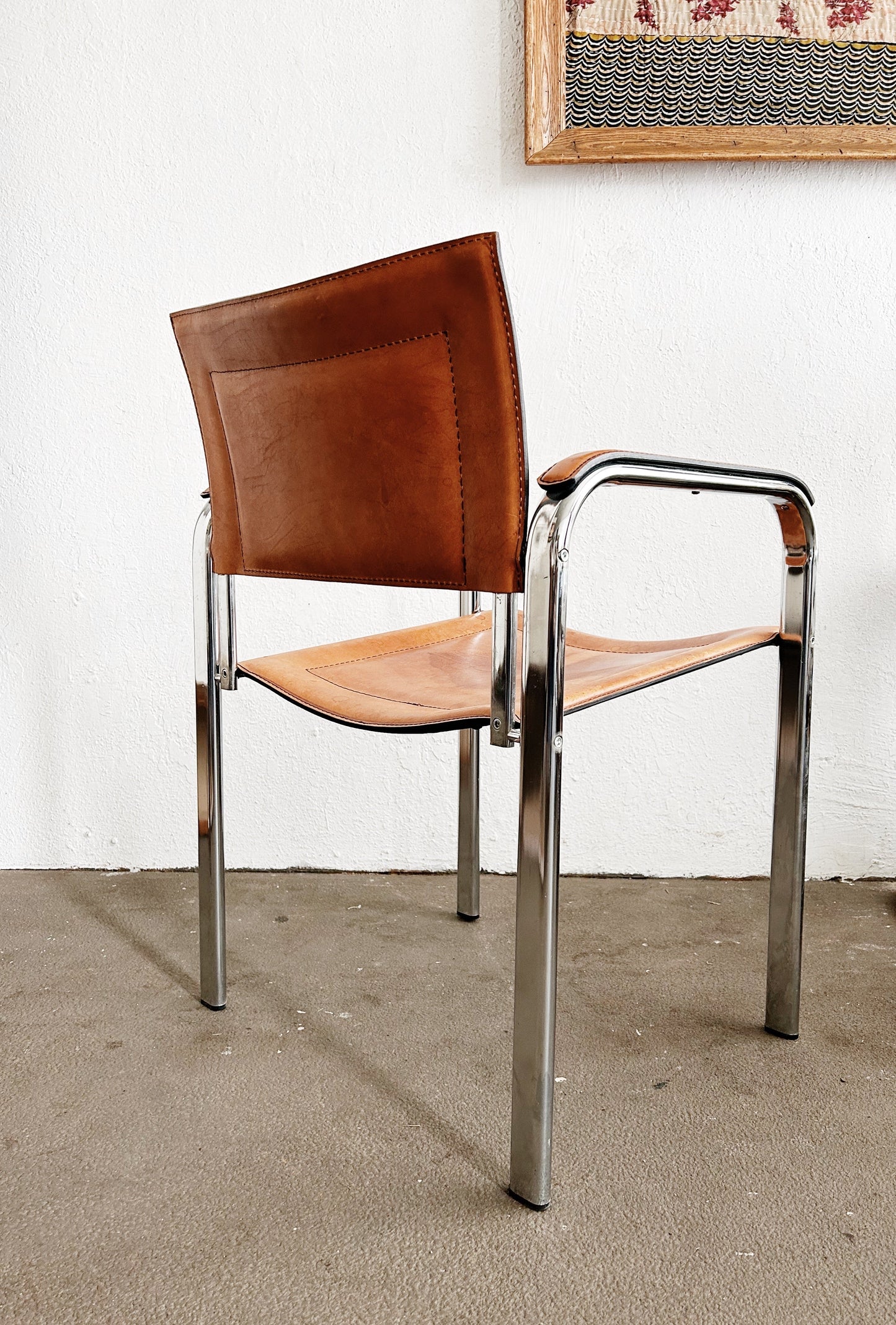 Post Modern Leather and Chrome Chair