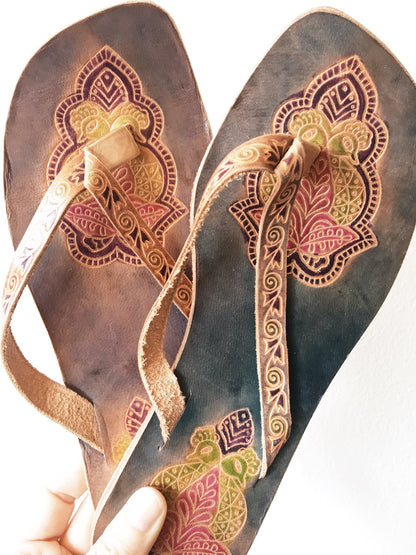 Embossed Leather Sandals