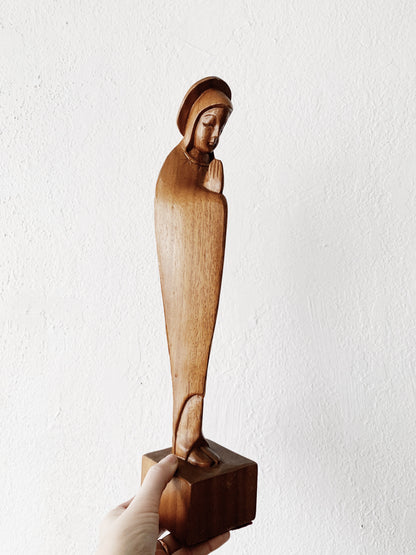 Large Mid Century Carved Wood Mary Magdalene