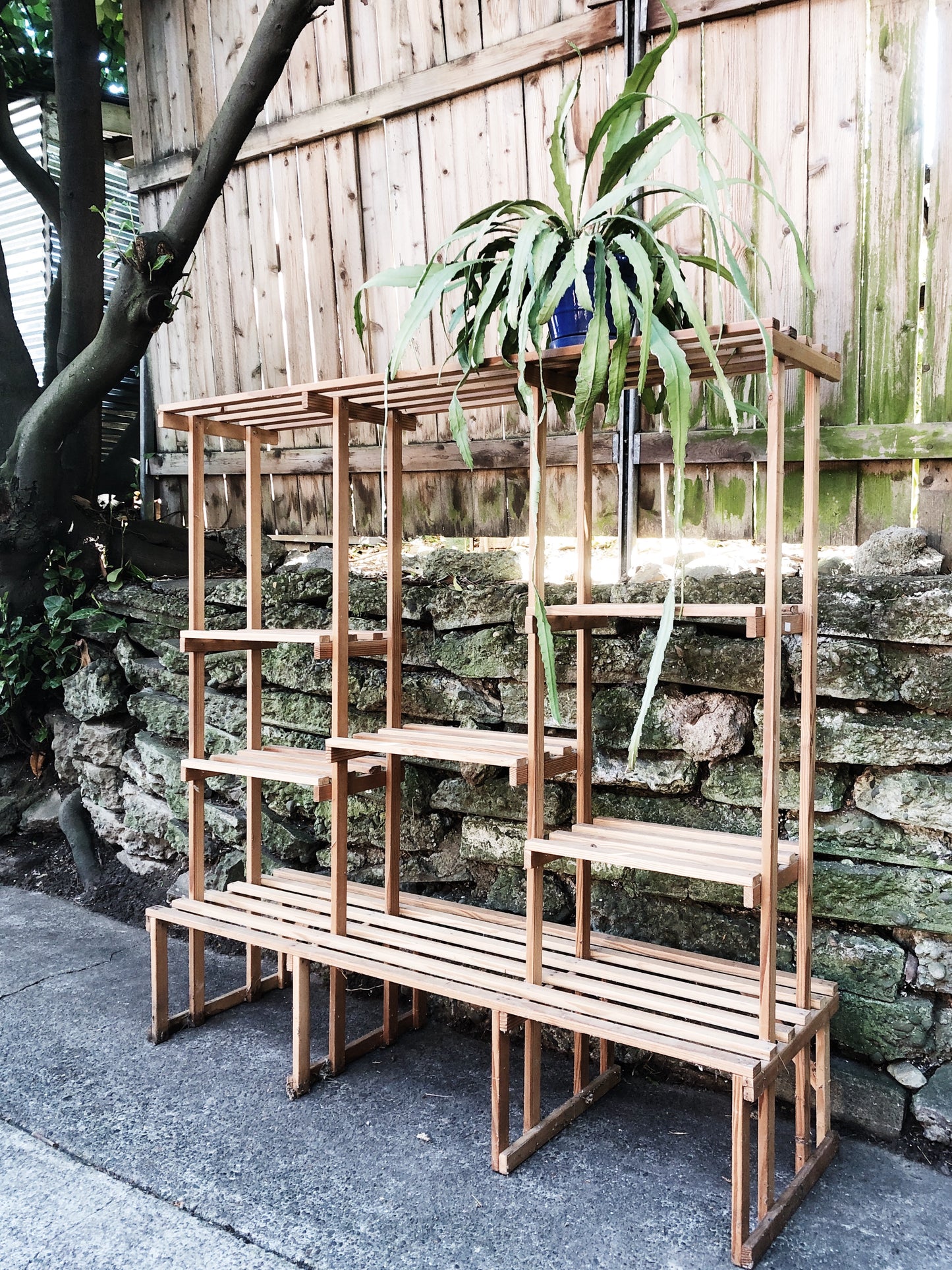Multi Tiered Slatted Shelf