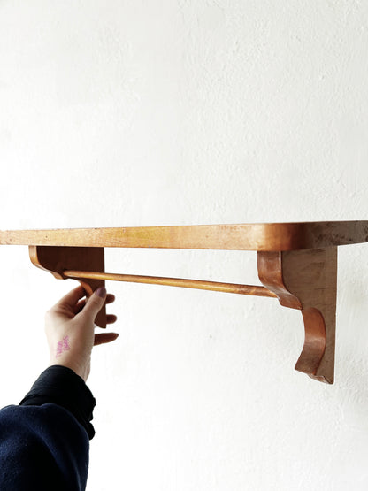 Vintage Wood Shelf with Hanging Bar