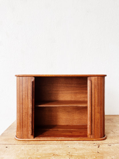 Vintage Teak Tambour Wall Cubby