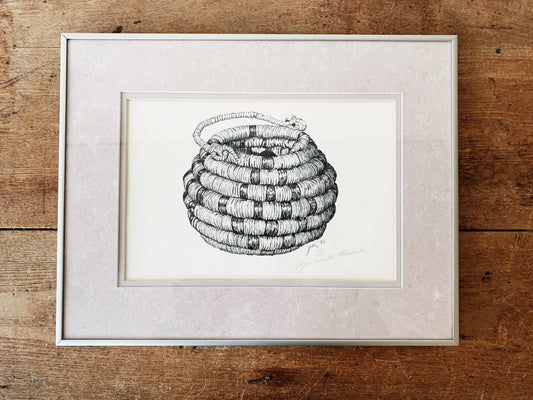 Vintage Framed Charcoal Drawing