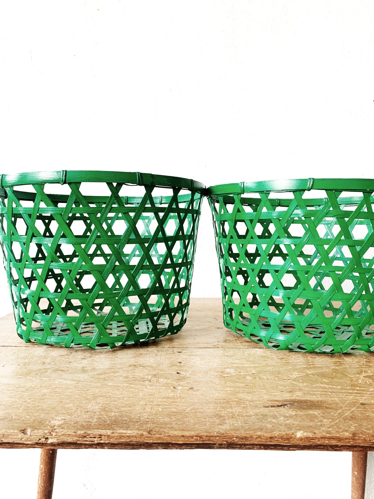 Vintage Open Weave Bamboo Basket