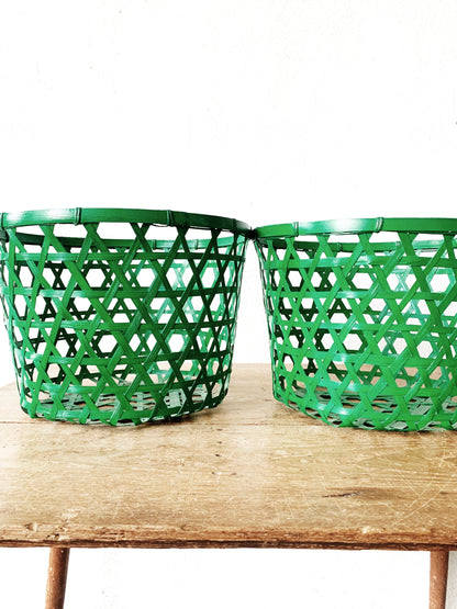 Vintage Open Weave Bamboo Basket