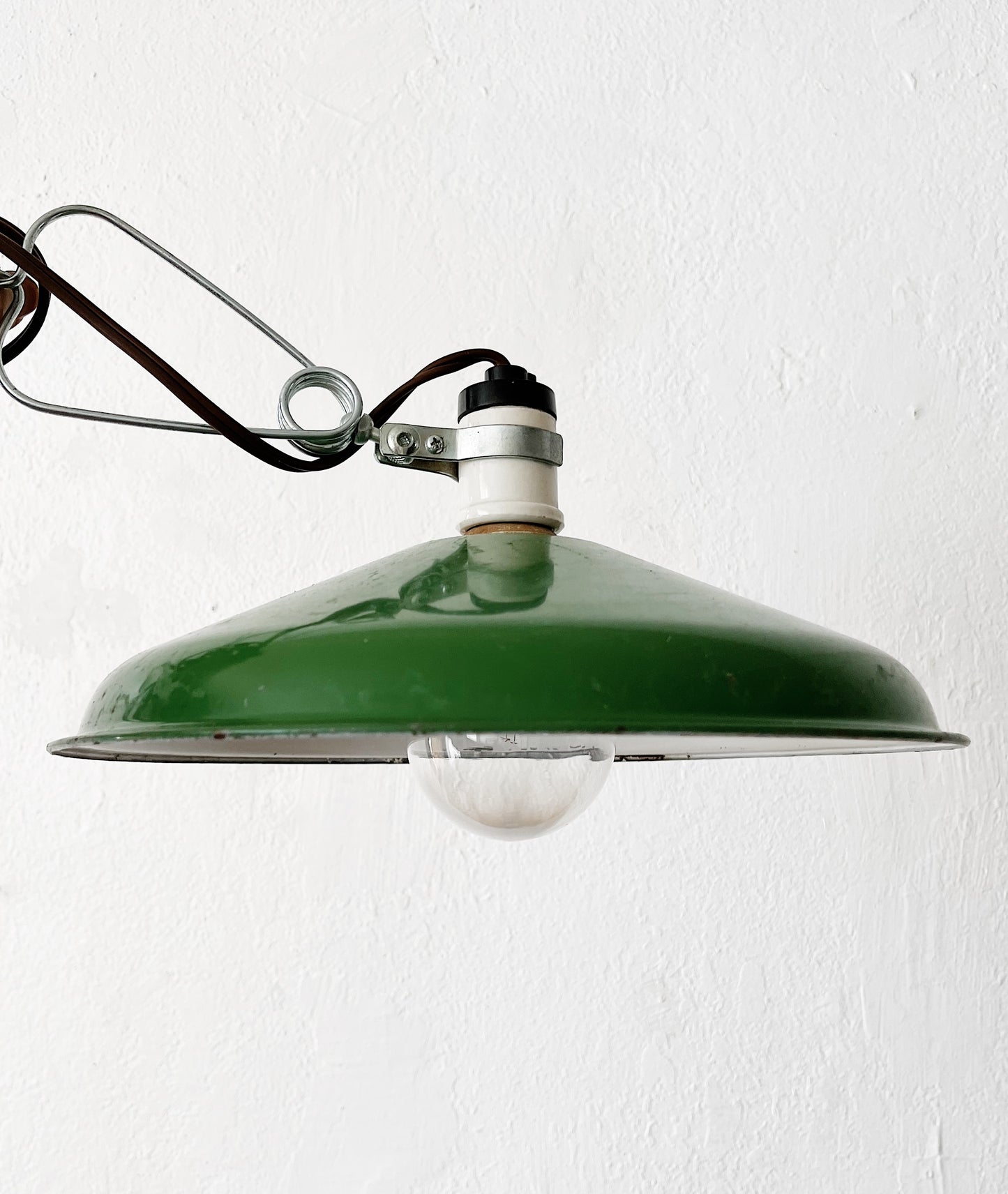 Vintage Enamel Industrial Lamp