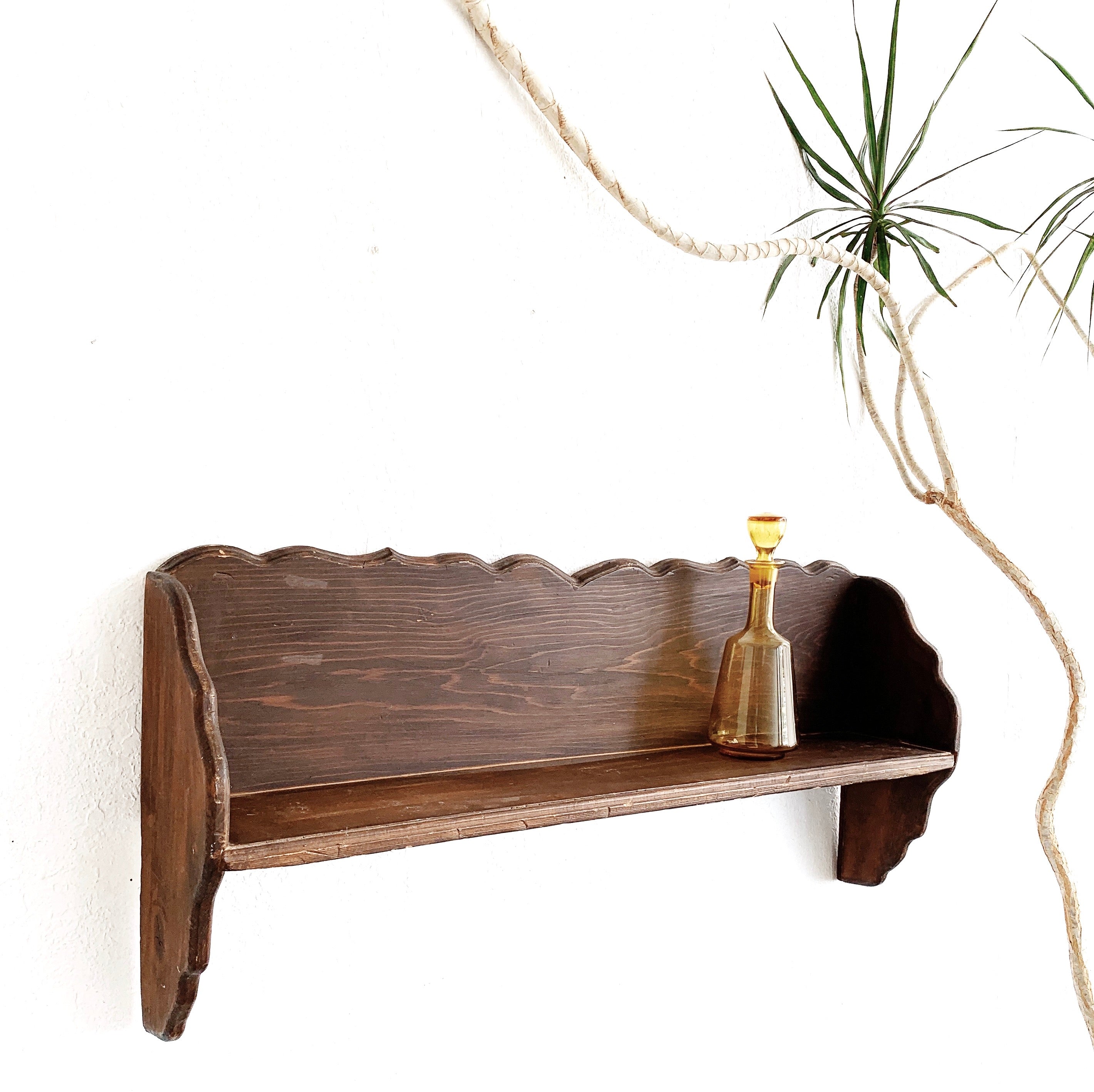 Large Vintage Rustic Wood Hanging Shelf - Thumbnail 4