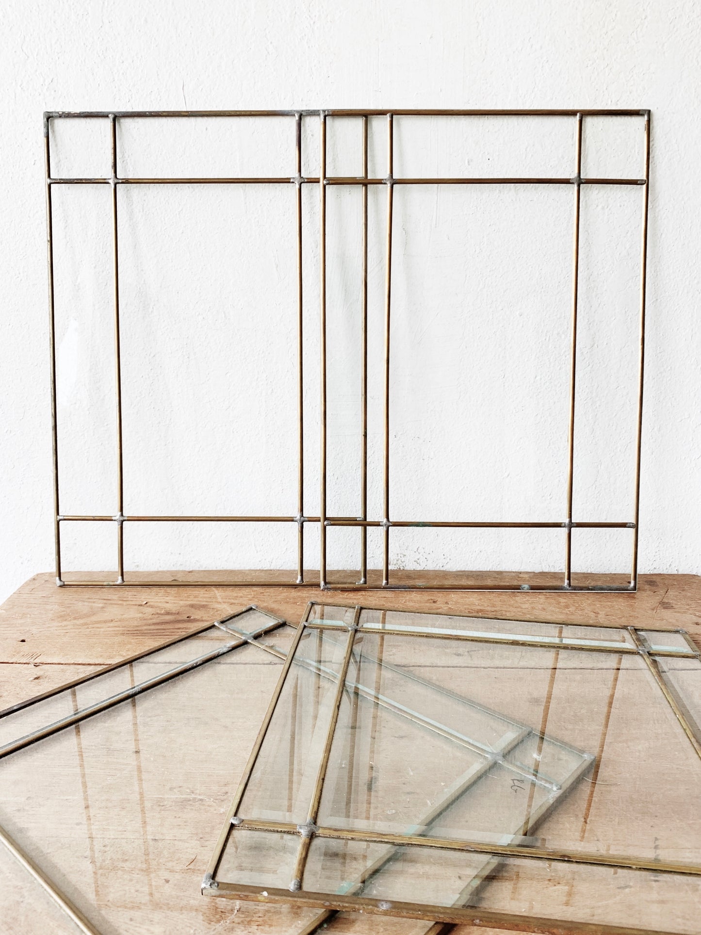 Antique Leaded Brass Window Panel