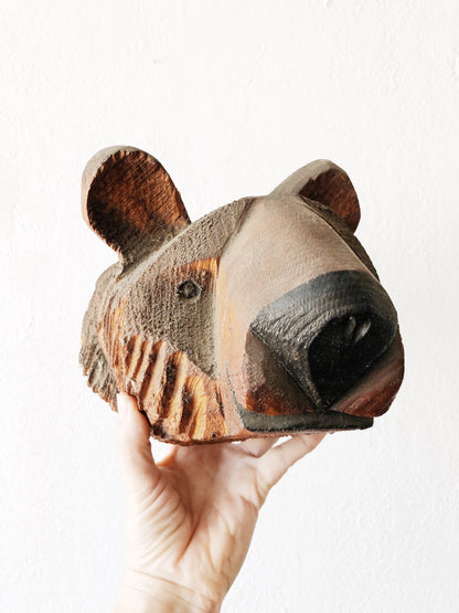 Hand Carved Bear Head