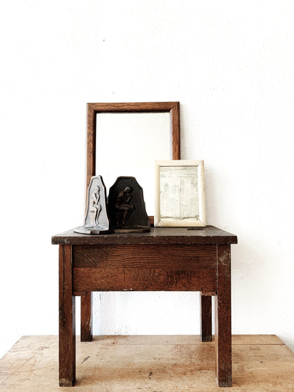 Antique Wood Stool with Storage