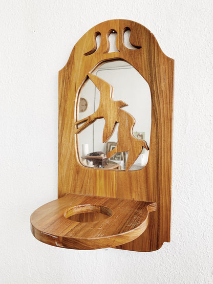 Vintage Wood Mirror Shelf
