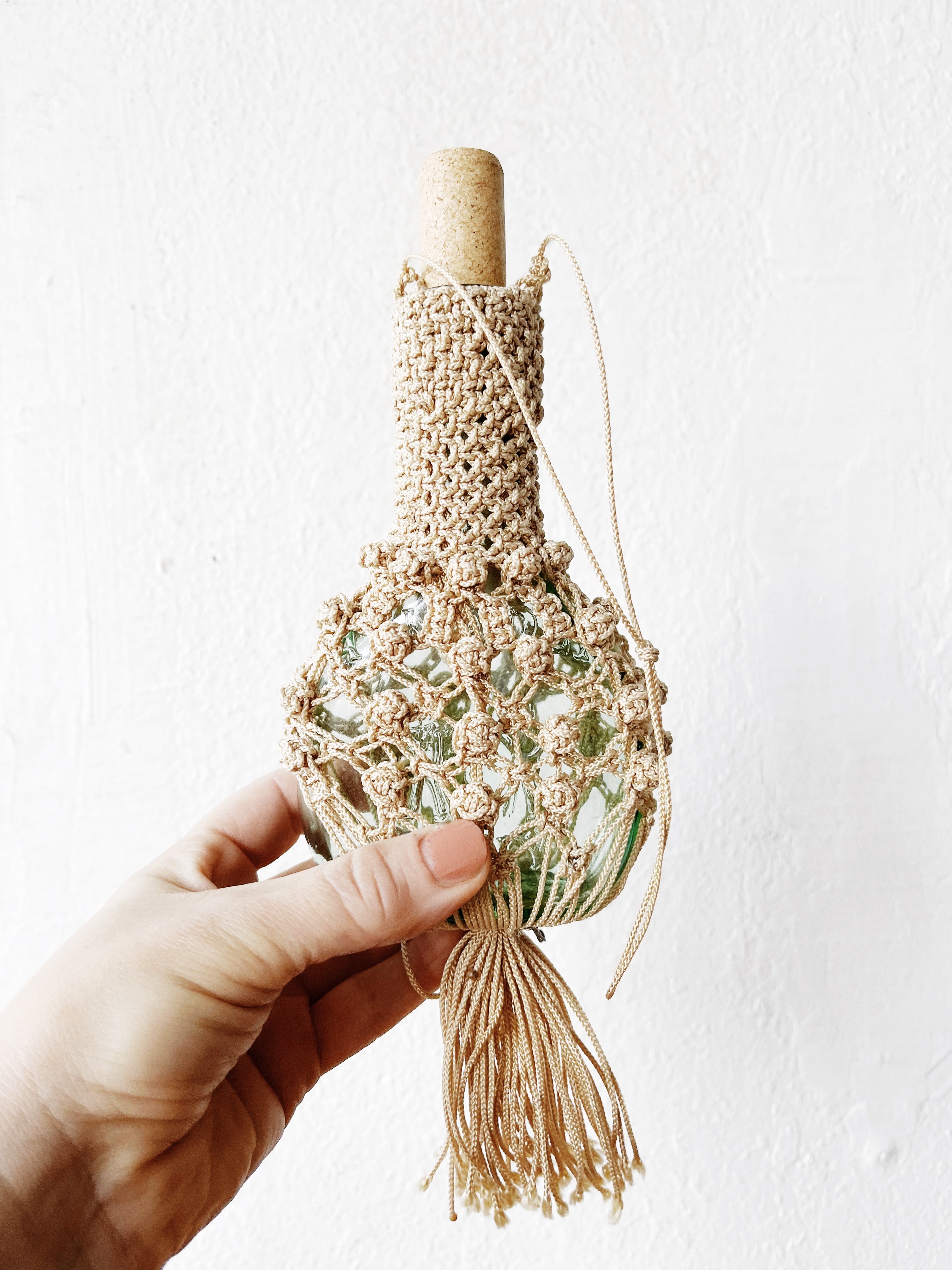 Vintage Macrame Wrapped Bottle - Thumbnail 2