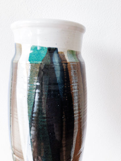 Vintage Multicolored Pottery Vase