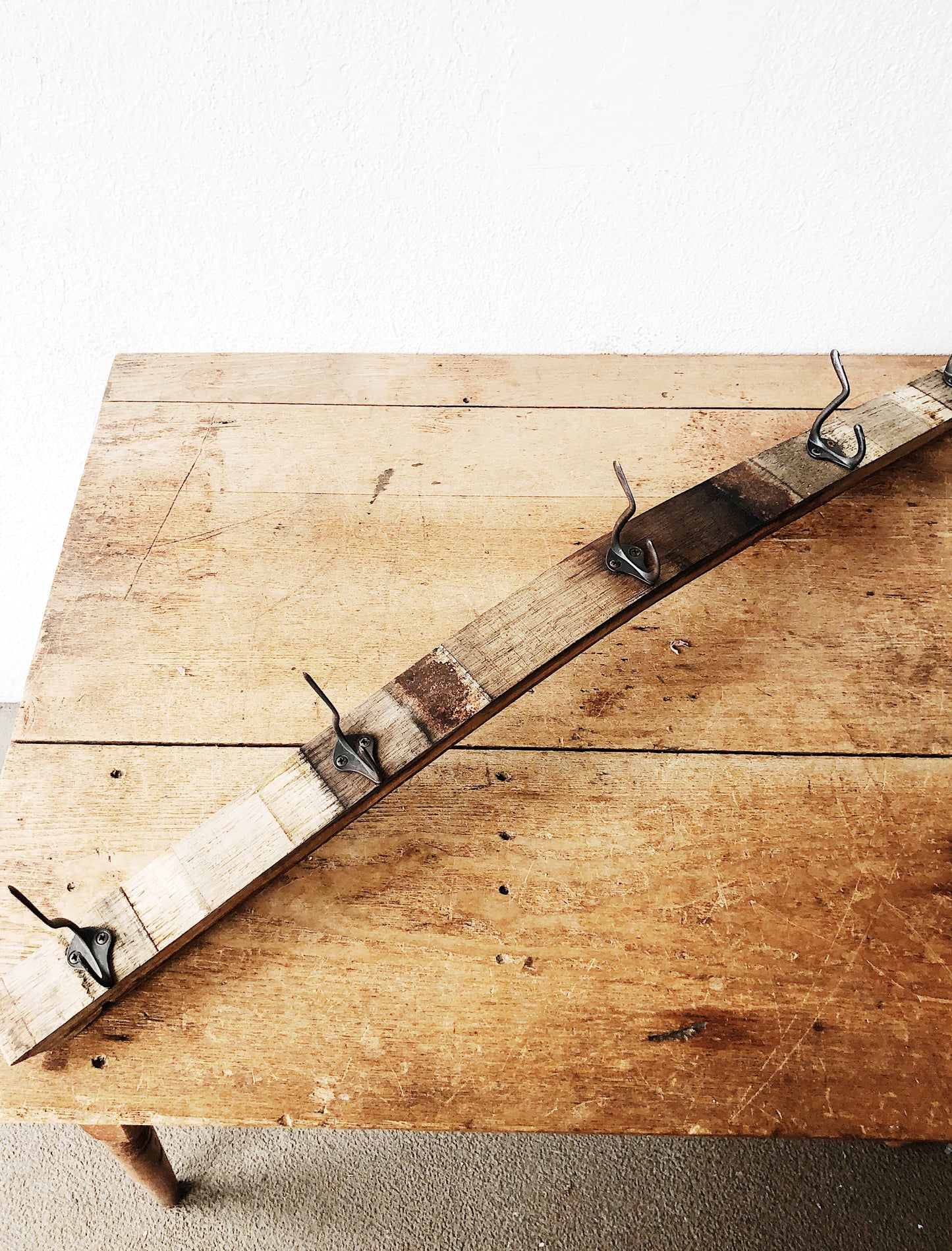 Vintage Barrel Stave Coat Rack