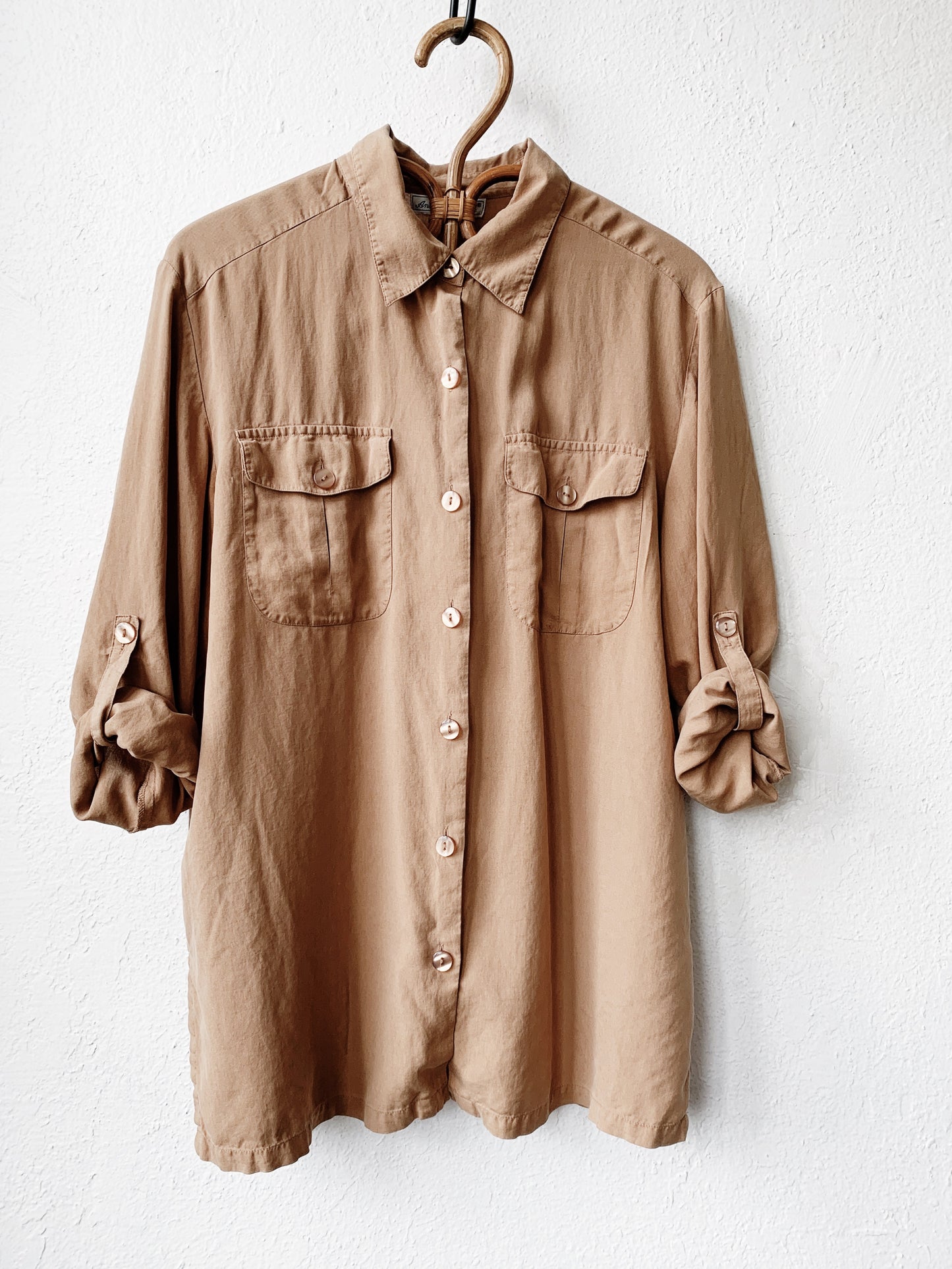 Vintage Tan Silk Blouse