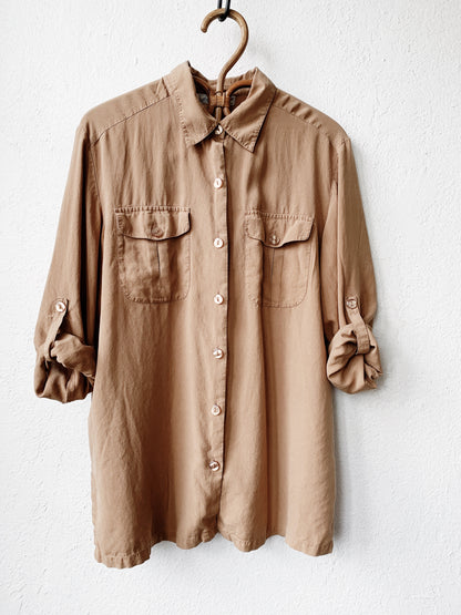 Vintage Tan Silk Blouse