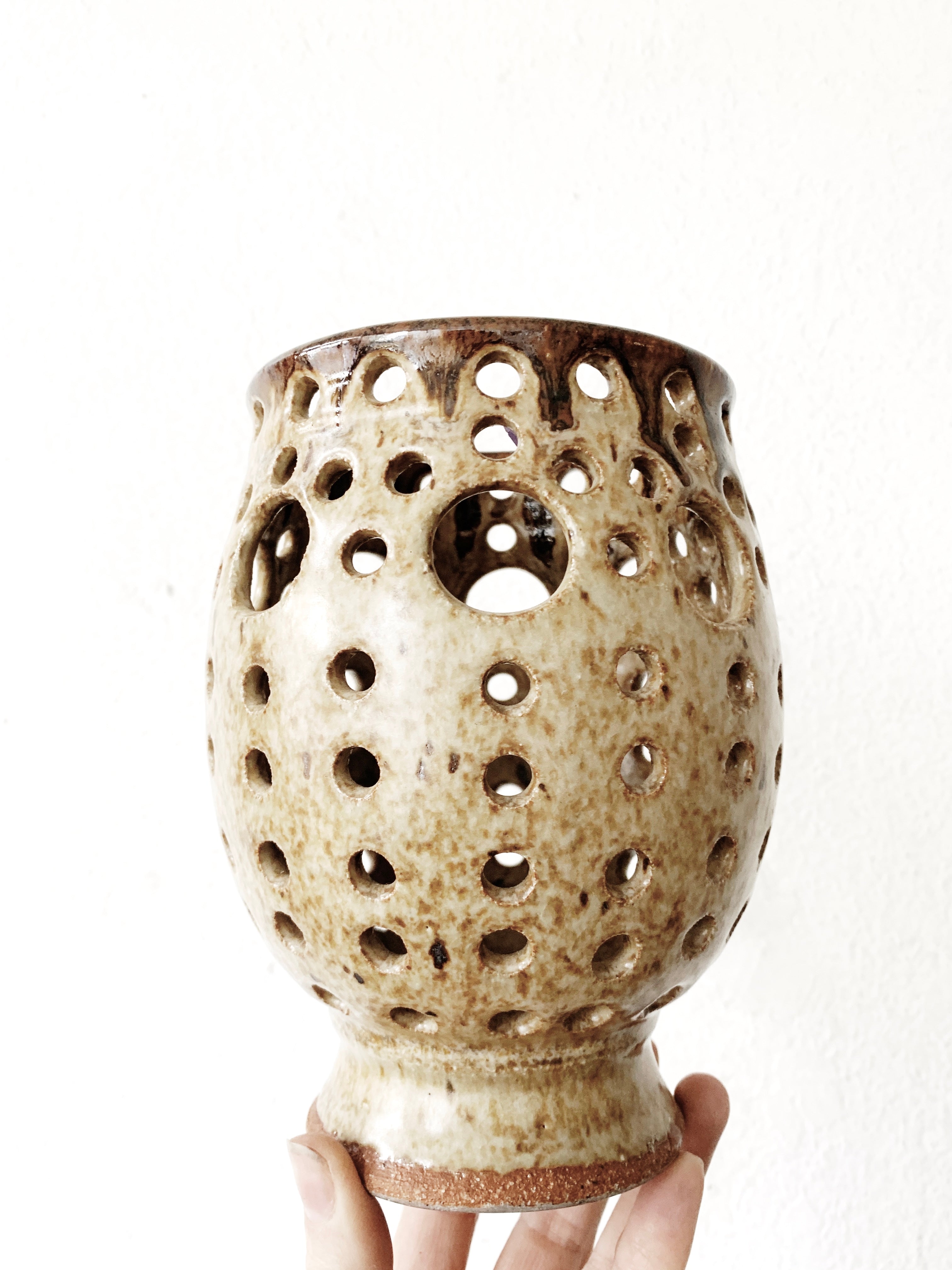 Large Vintage Stoneware Luminary - Thumbnail 4