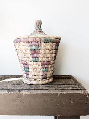 Vintage African Coil Basket w Lid