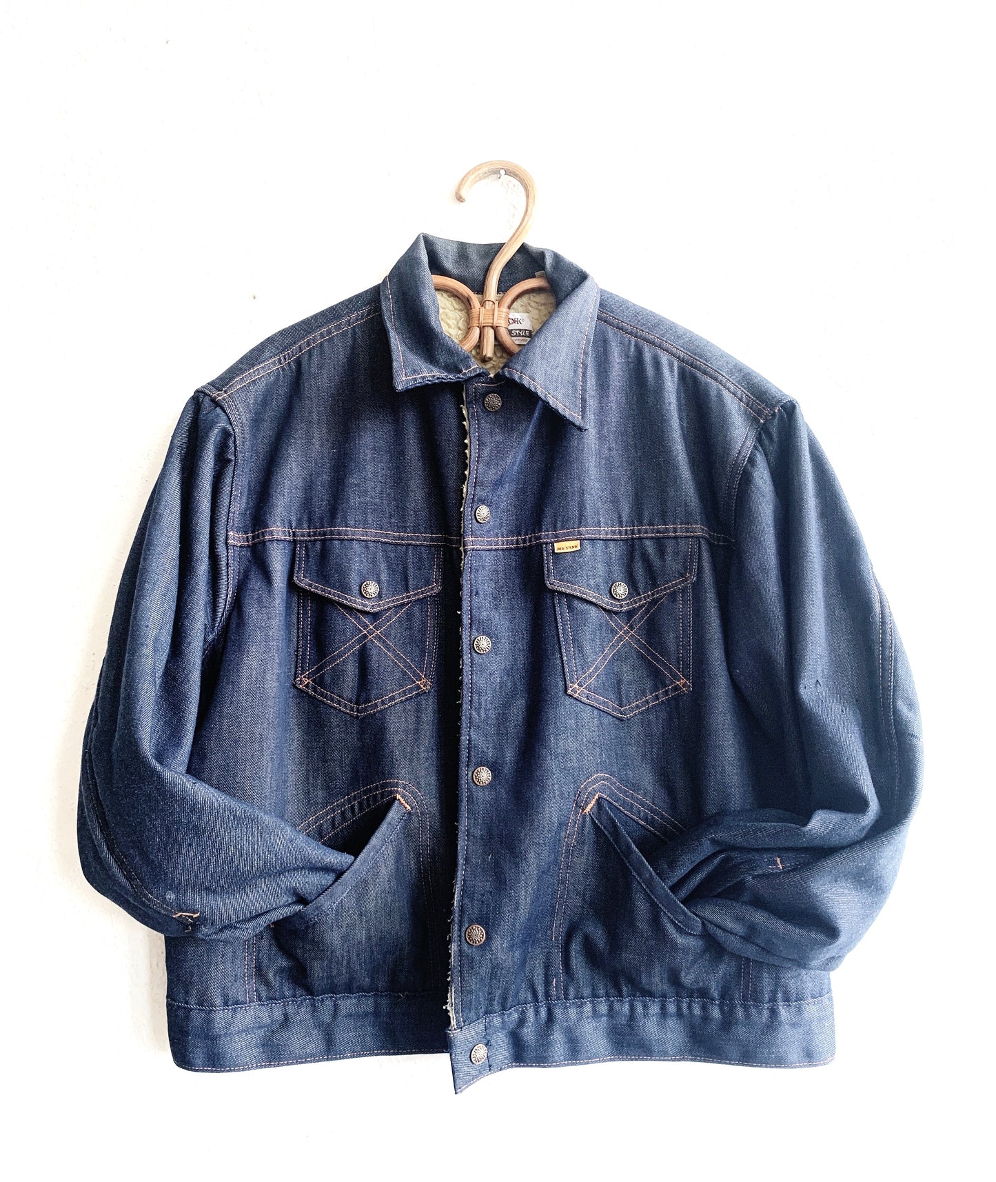 Vintage Denim Shearling Lined Jacket