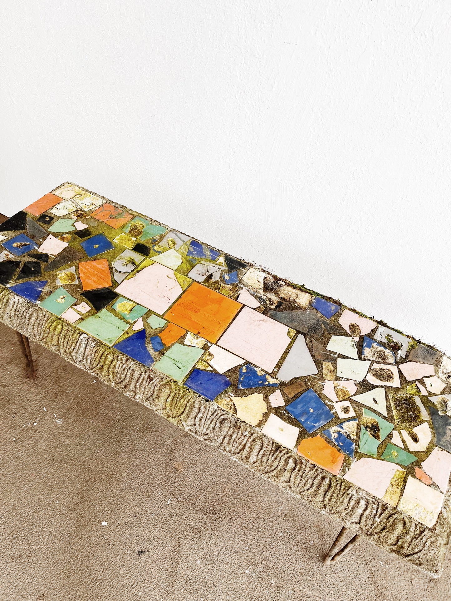 Vintage Mosaic Stone Bench