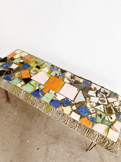 Vintage Mosaic Stone Bench