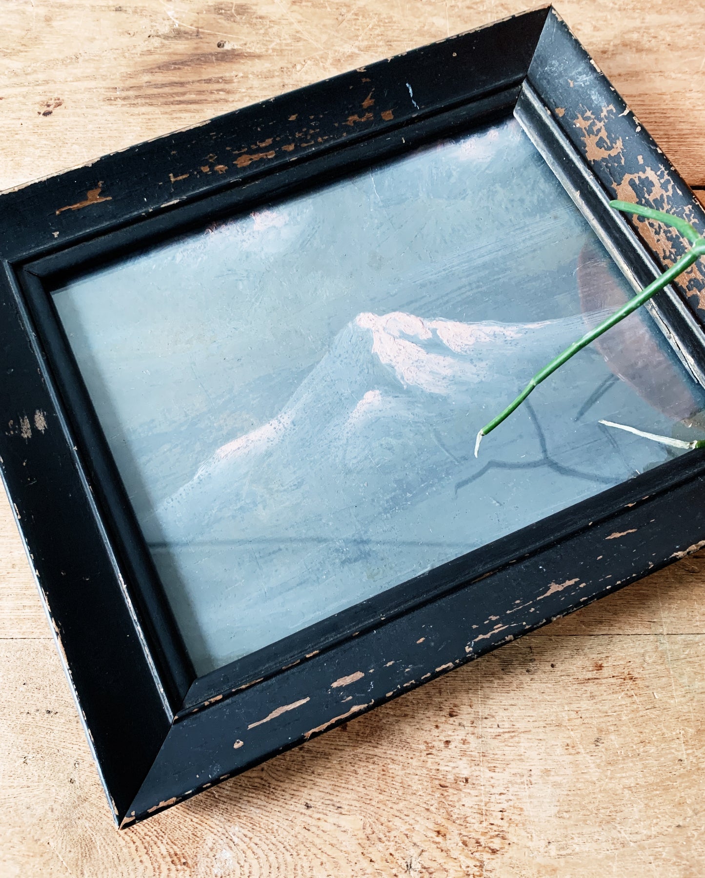 Vintage Framed Pink Mountain Painting