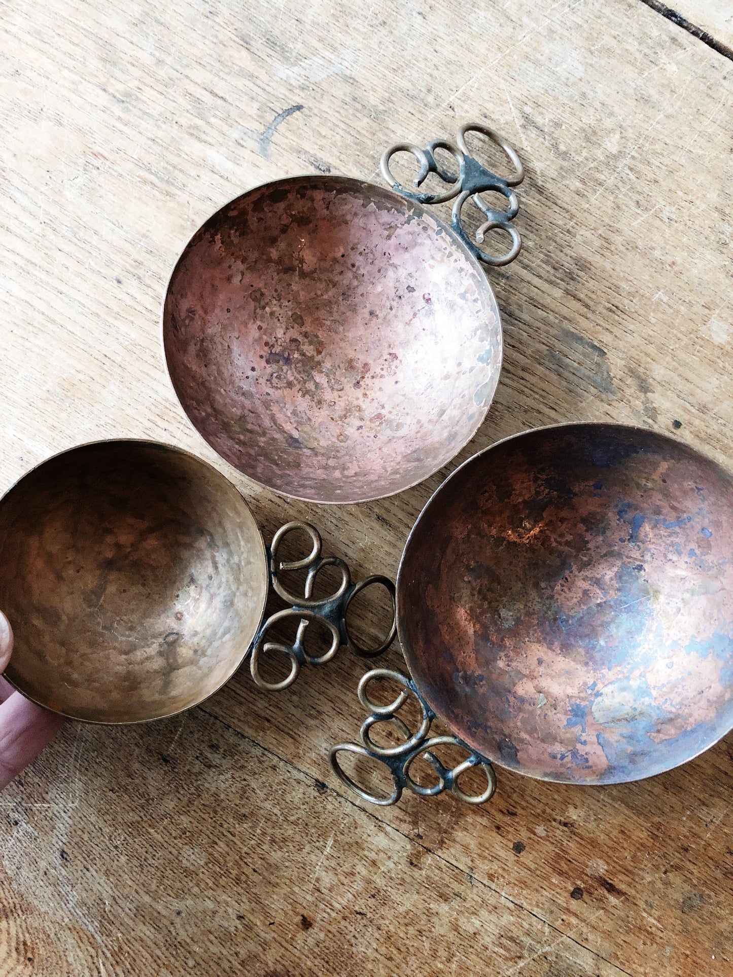 Vintage Hammered Copper Measuring Cups
